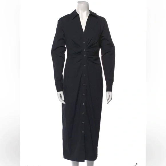 NWT Veronica Beard Cita Black Ruched Shirtdress Sz 4 - Picture 6 of 13